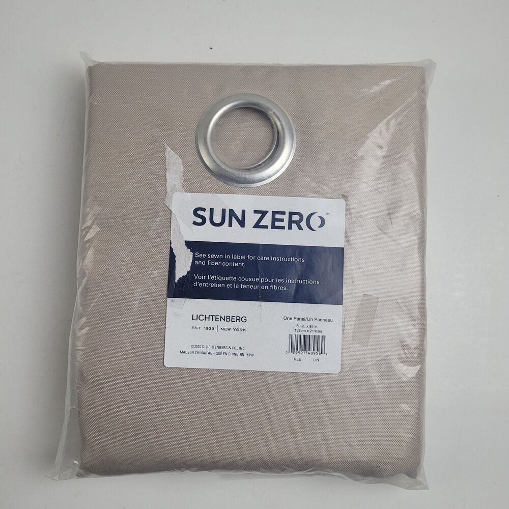 NEW Sun Zero 52" x 84" Grommet single curtain panel 'Linen' #CT70